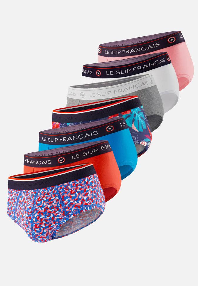 le slip français Sept slips en coton Pack Semainier Slip Intrépide Rose des Bois Bleu Fluo Gris Chiné Rouge Argile Blanc Terrible Hawaï Gavotte Bleu Fluo le slip français Sept slips en coton Pack Semainier Slip Intrépide Rose des Bois Bleu Fluo Gris Chiné Rouge Argile Blanc Terrible Hawaï Gavotte Bleu Fluo