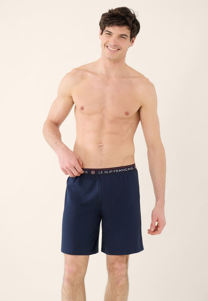 le slip français Short de pyjama en coton Invincible Marine