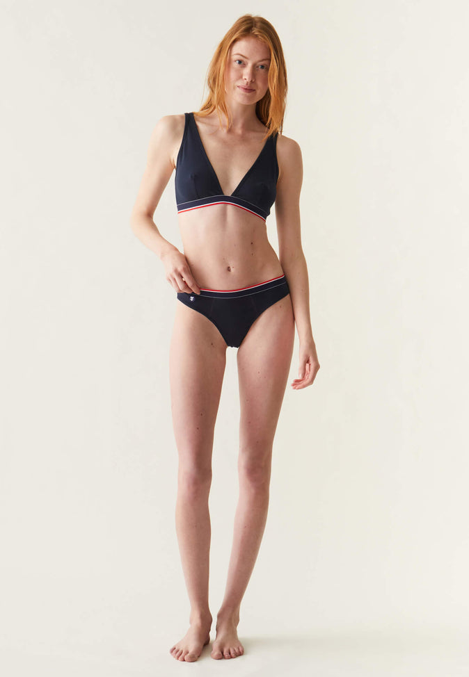 Le Slip Français Soutien-gorge Foulard En Coton Angèle Marine