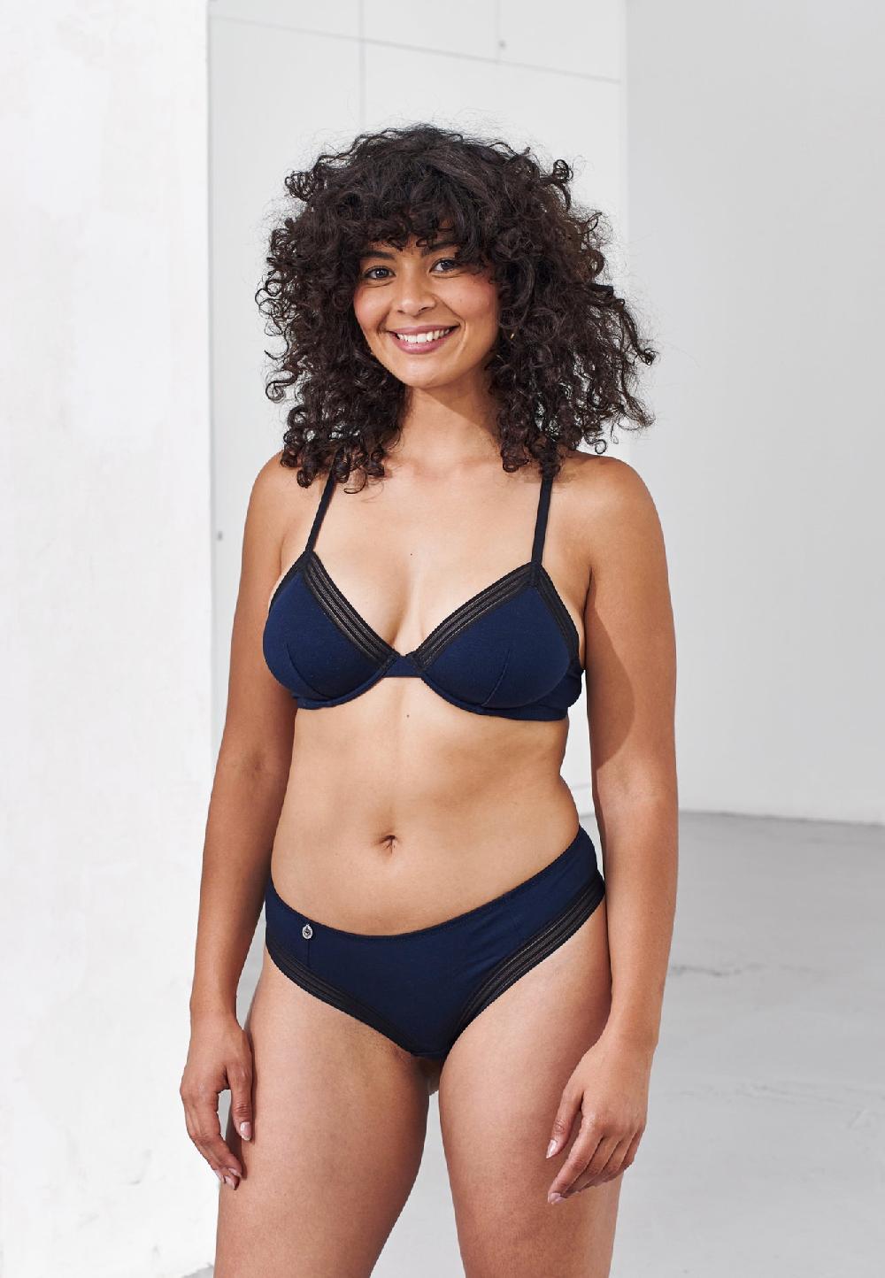 Le Slip Français Soutien-gorge Triangle Armaturé En Modal La Mélusine Marine