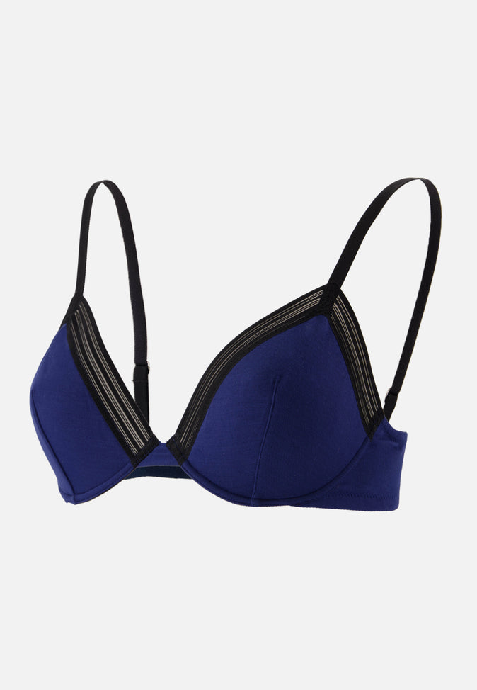 le slip français Soutien-gorge triangle armaturé en modal La Mélusine Indigo Noir