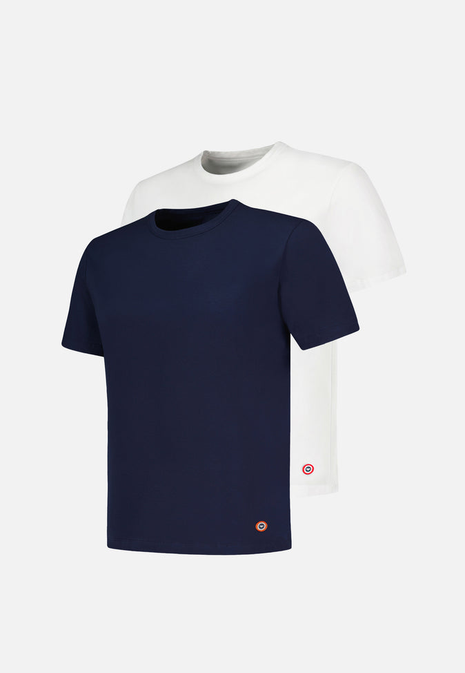 le slip français T-shirts manches courtes en coton Pack Duo Formidable Marine Blanc