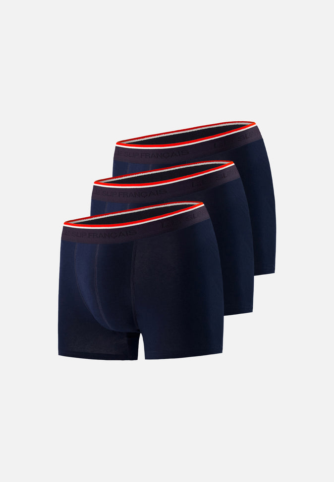 le slip français Trio de boxers en coton Pack Trio Boxer Marius Marine