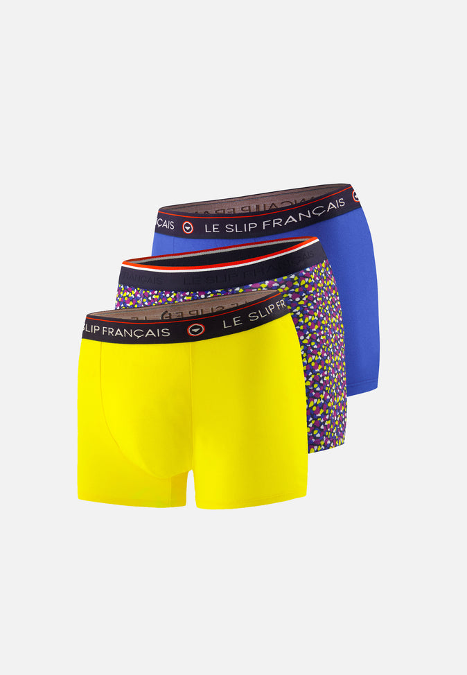 le slip français Trio de boxers en coton Pack Trio Boxer Redoutable Bleu Eblouissant Tournesol Marius Cami Tournesol