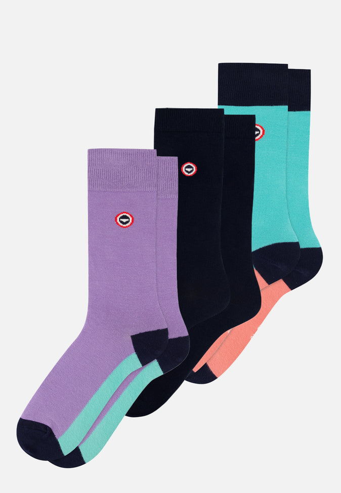 le slip français Trio de chaussettes mi-hautes Pack Lucas Marine Purple Bloc Eblouissant