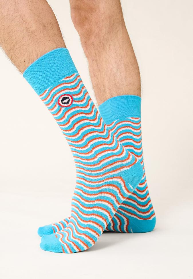 Le Slip Français Trio De Chaussettes Mi-Hautes Pack Trio Chaussettes Lucas Bleu Fluo Blanc Écume