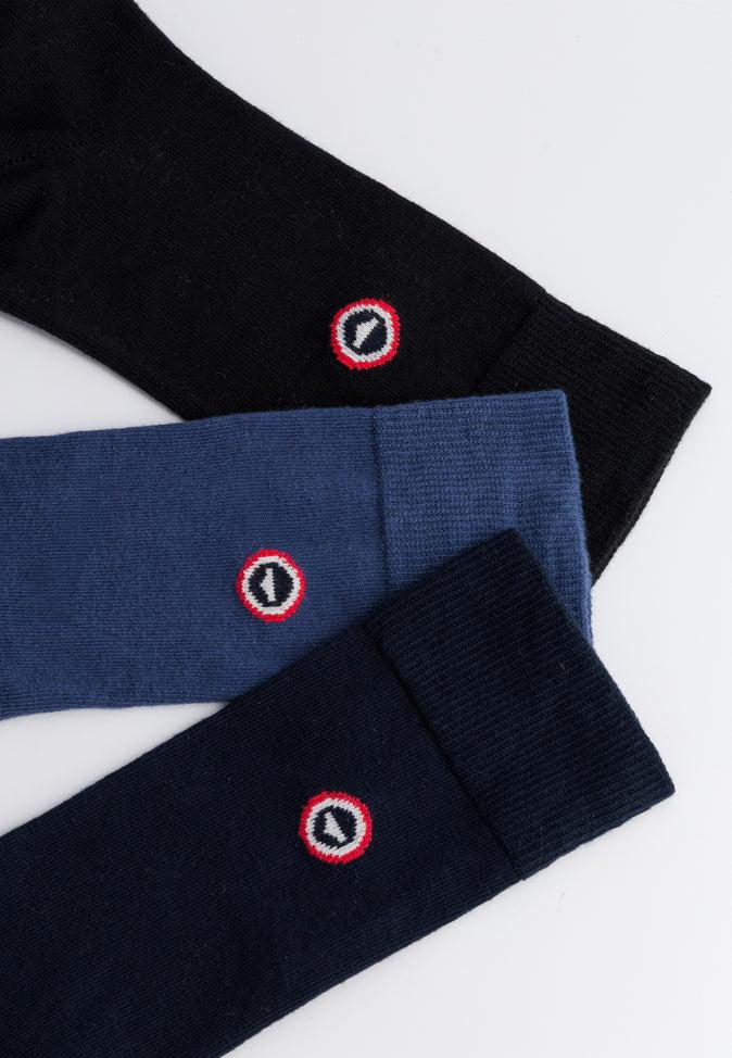 Le Slip Français Trio De Chaussettes Mi-hautes Pack Trio Chaussette Robuste Noir Marine Acier