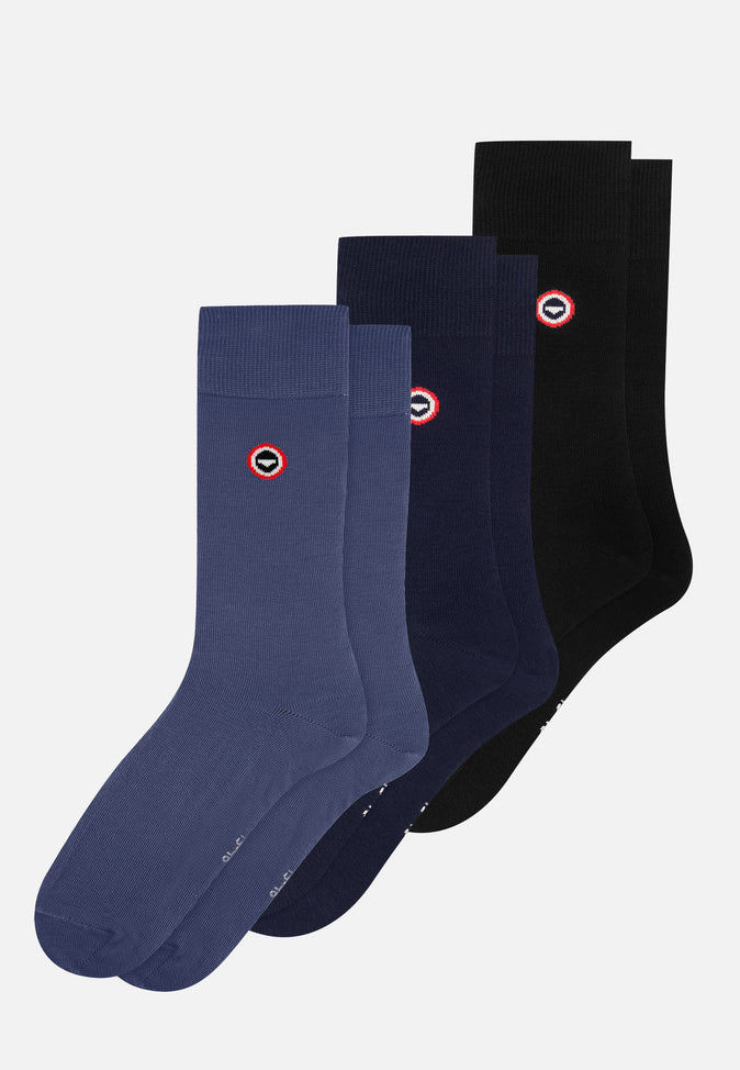 le slip français Trio de chaussettes mi-hautes Pack Trio Chaussette Robuste Noir Marine Acier
