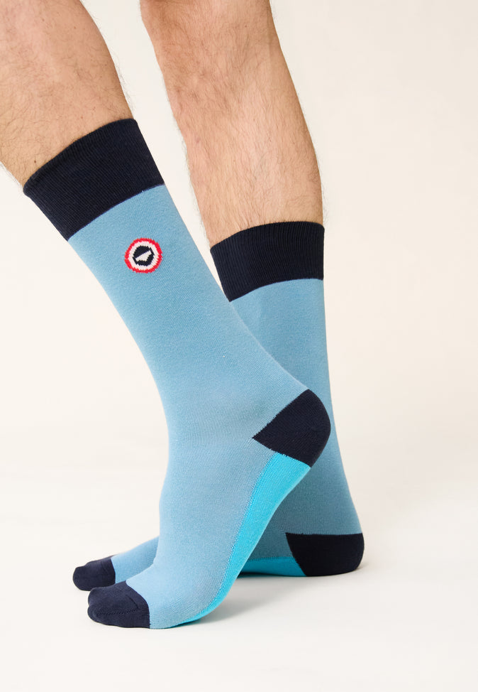 Le Slip Français Trio De Chaussettes Mi-Hautes Pack Trio Chaussettes Lucas Marine Malibu Bleu Fluo