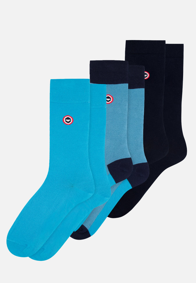 le slip français Trio de Chaussettes Mi-Hautes Pack trio Chaussettes Lucas Marine Malibu Bleu Fluo