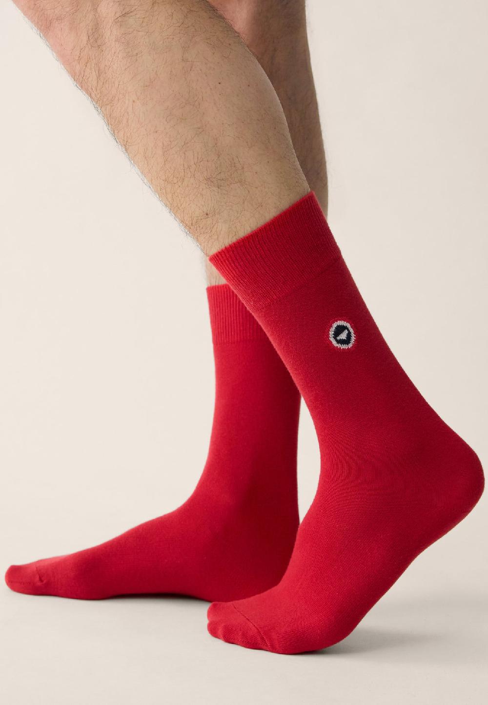 Le Slip Français Trio De Chaussettes Mi-hautes Pack Trio Chaussette Robuste Rouge Raye Rouge Blanc