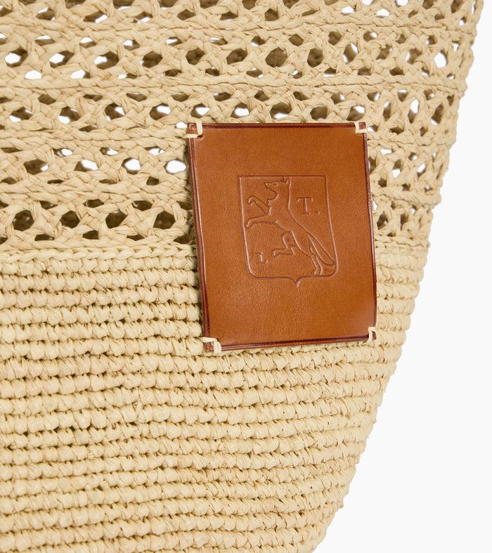 Le Tanneur Grand Sac Cabas En Cuir Lisse Semi-végétal Et Raphia