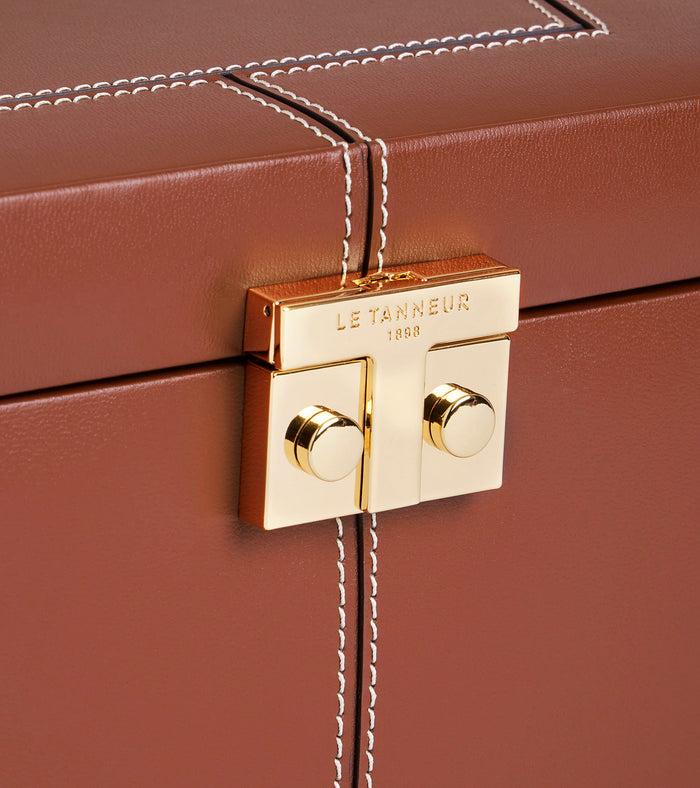 Le Tanneur Grande Boite à Bijoux Fermoir T En Cuir