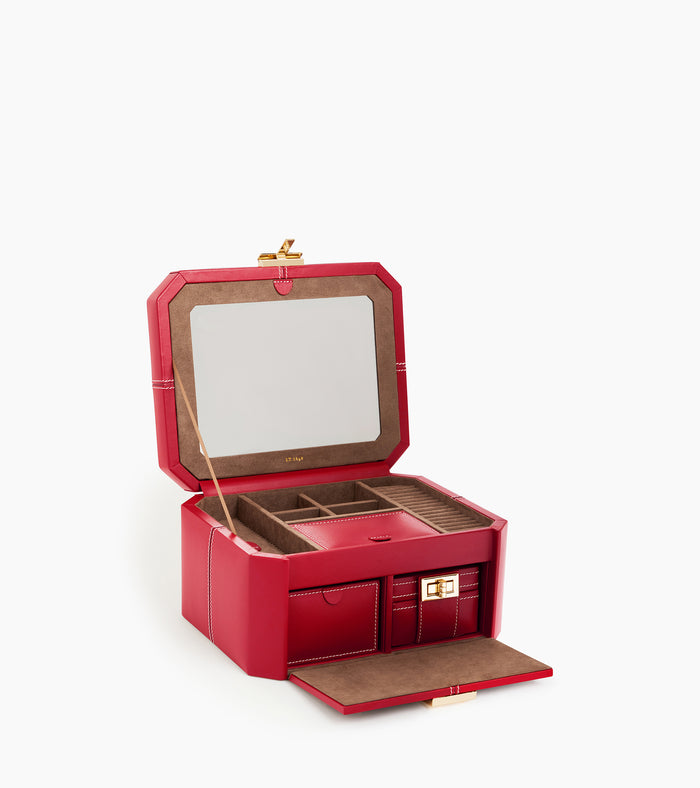 le tanneur grande boite à bijoux fermoir t en cuir