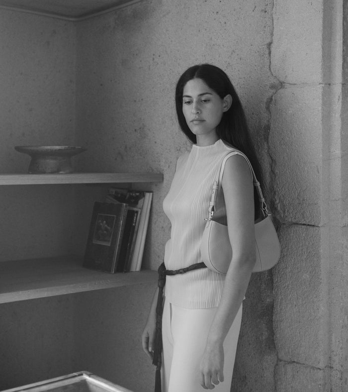 Le Tanneur Petit Sac Demi-lune En Cuir Grainé