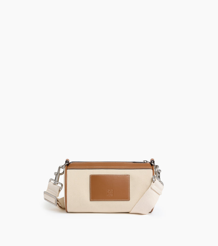 le tanneur mini sac bandoulière en toile coton et cuir lisse semi-végétal