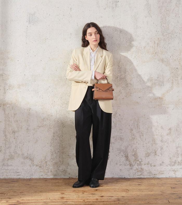 Le Tanneur Petit Sac à Main Double Rabat En Cuir Grainé