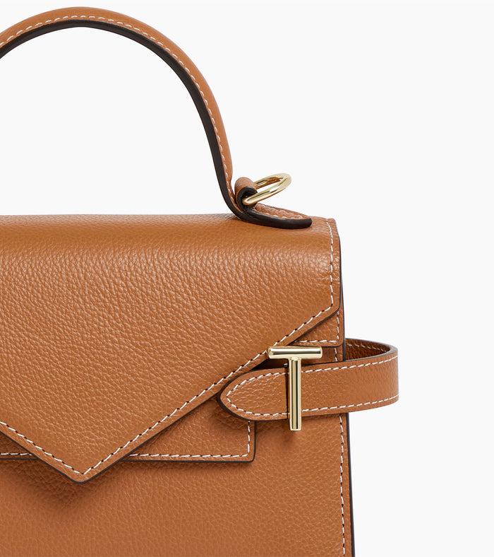 Le Tanneur Petit Sac à Main Double Rabat En Cuir Grainé