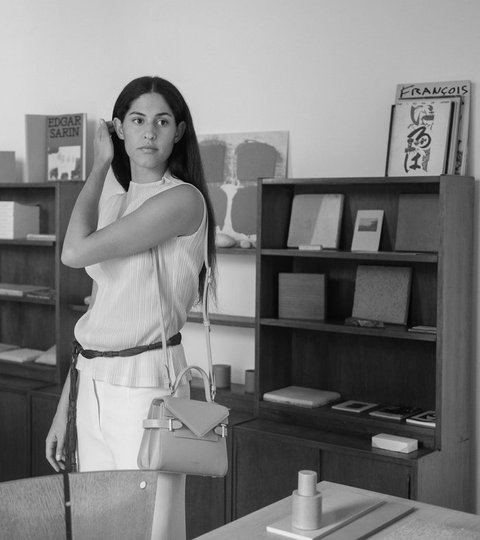 Le Tanneur Petit Sac à Main Double Rabat En Cuir Grainé