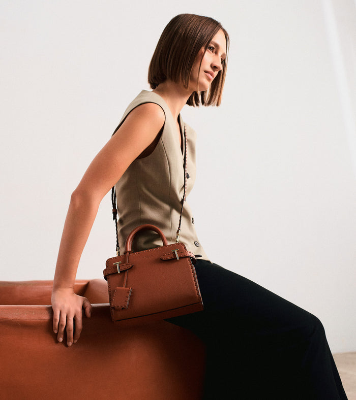 Le Tanneur Petit Sac à Main En Cuir Grainé Et Lisse