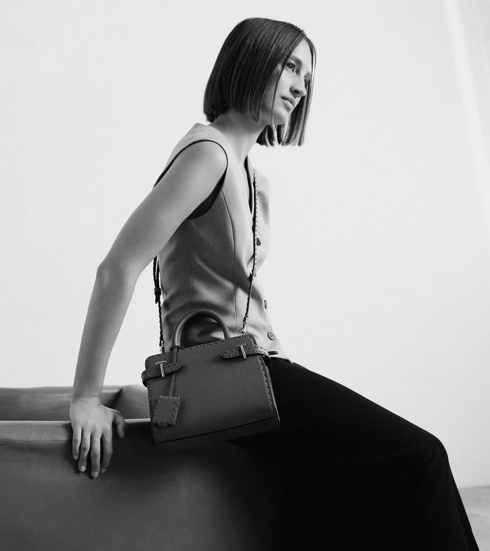 Le Tanneur Petit Sac à Main En Cuir Grainé Et Lisse