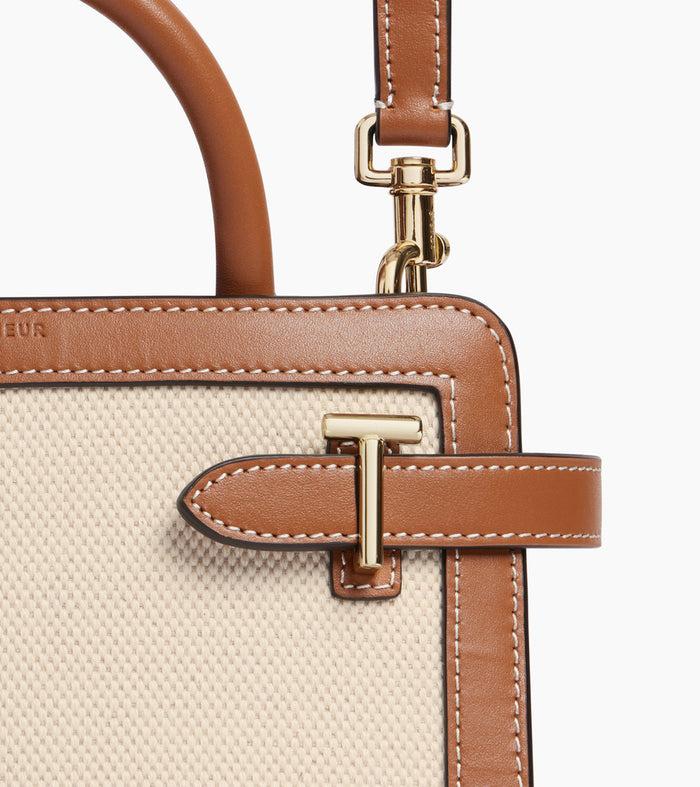 Le Tanneur Petit Sac à Main En Toile Coton Et Cuir Lisse