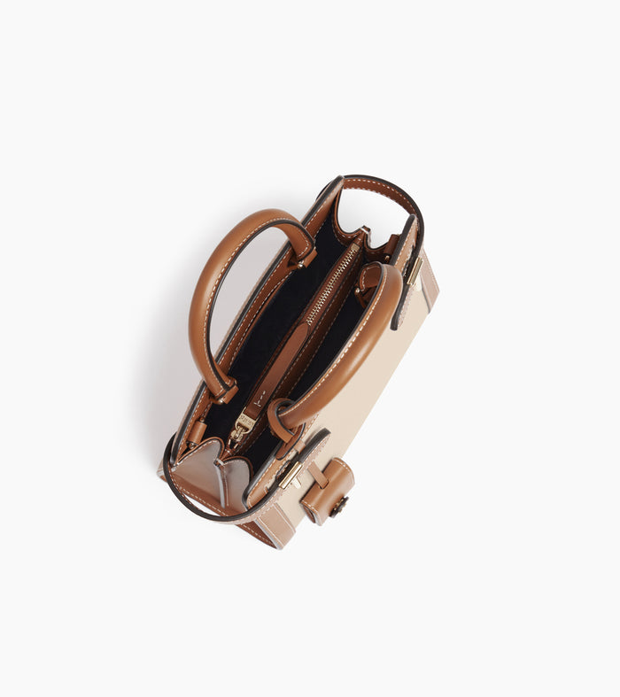 Le Tanneur Petit Sac à Main En Toile Coton Et Cuir Lisse
