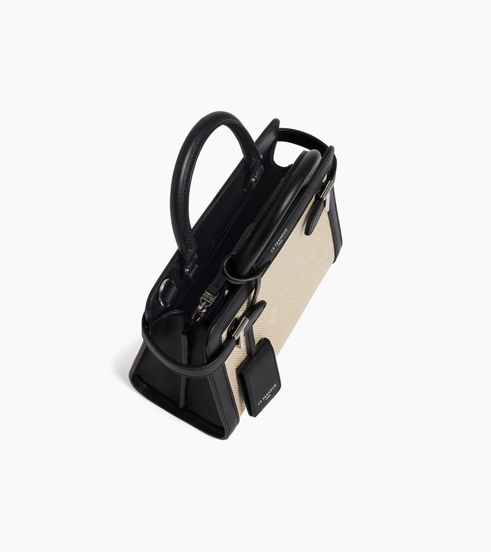 Le Tanneur Petit Sac à Main En Toile Coton Et Cuir Lisse