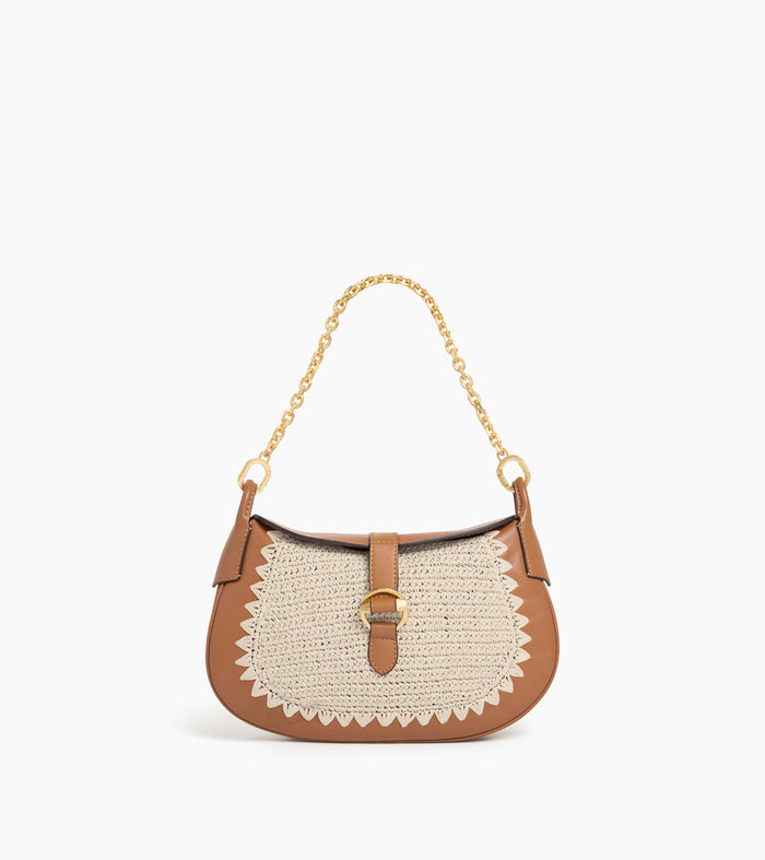 Le Tanneur Petit Sac Bandoulière Effet Raphia Et Cuir Lisse