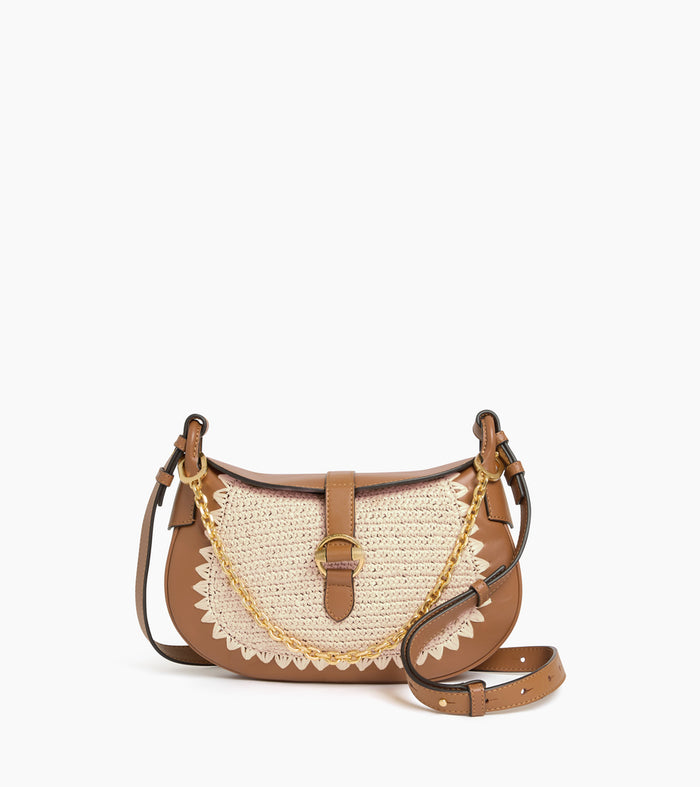 Le Tanneur Petit Sac Bandoulière Effet Raphia Et Cuir Lisse
