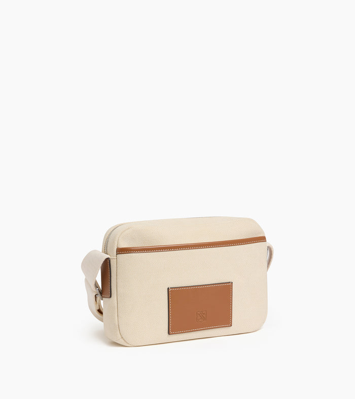 Le Tanneur Petit Sac Bandoulière En Toile Coton Et Cuir Lisse Semi-végétal