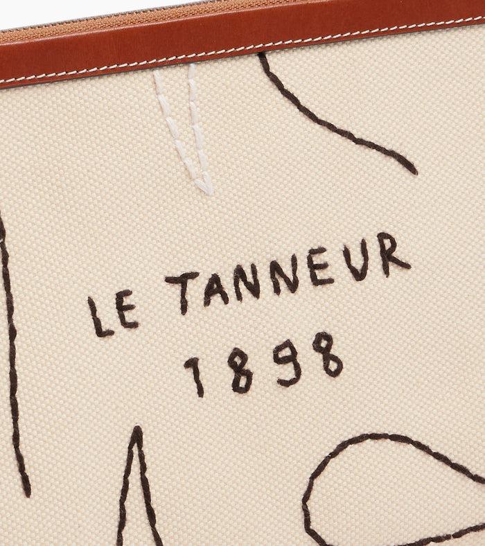 Le Tanneur Pochette Zippée En Cuir Semi-végétal Et Toile Coton