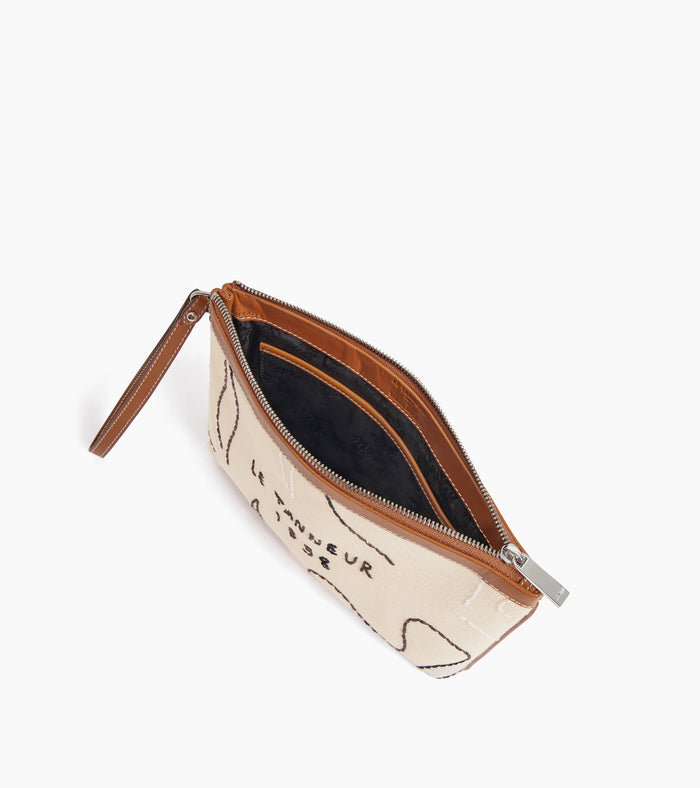 Le Tanneur Pochette Zippée En Cuir Semi-végétal Et Toile Coton