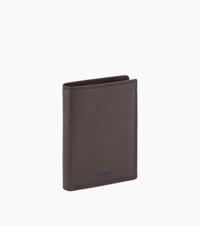 Le Tanneur Portefeuille Vertical Moyen Modèle Zippé 2 Volets En Cuir Lisse