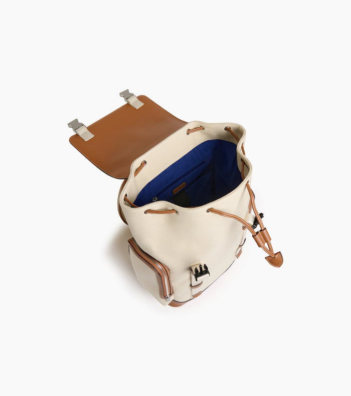 Le Tanneur Sac à Dos à Rabat En Toile Coton Et Cuir Lisse Semi-végétal