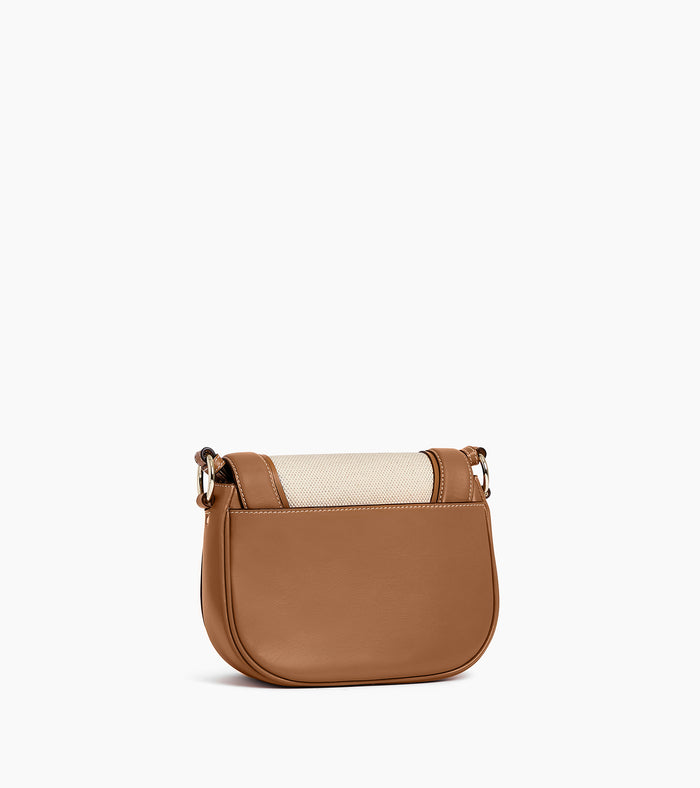 Le Tanneur Sac Bandoulière Moyen Modèle En Toile Coton Et Cuir Lisse