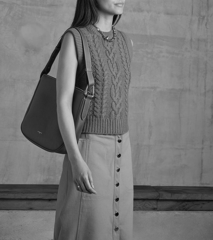 Le Tanneur Sac Hobo Moyen Modèle En Cuir De Taurillon Grainé