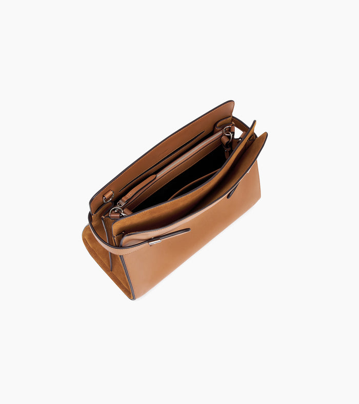 Le Tanneur Sac Porté épaule Grand Modèle En Cuir Lisse Et Nubuck