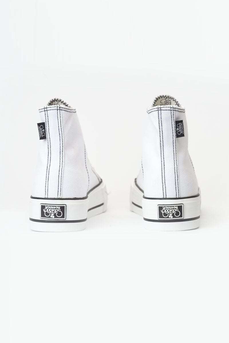 Le Temps Des Cerises Baskets Montantes Dream Blanches Brodées