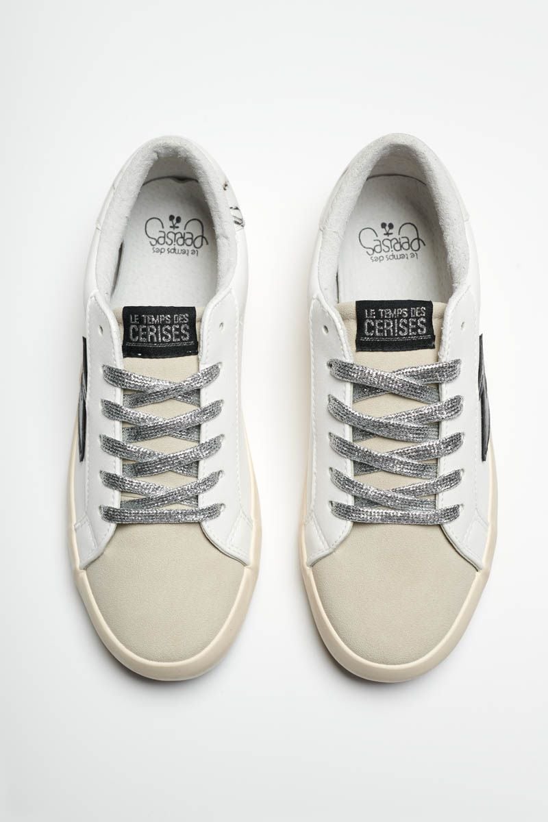 Le Temps Des Cerises Baskets Soho Blanches Avec éclair Noir