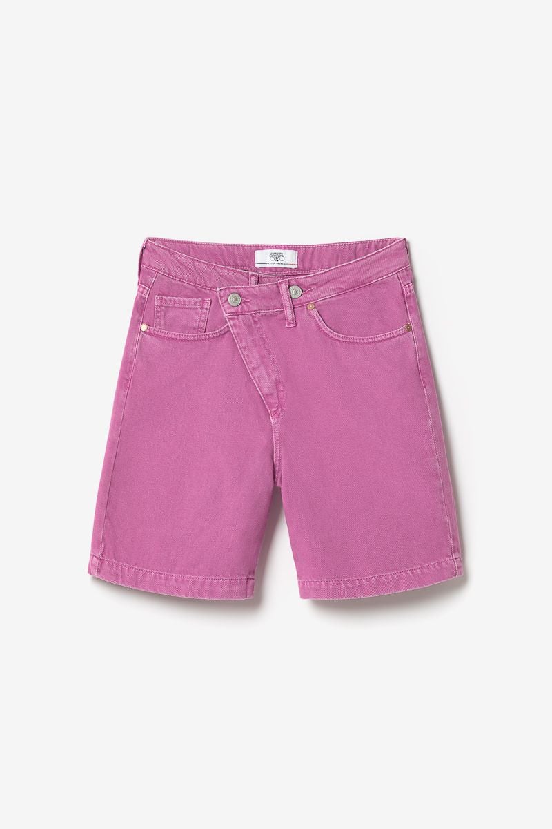 le temps des cerises Bermuda Casa en jeans violet rose