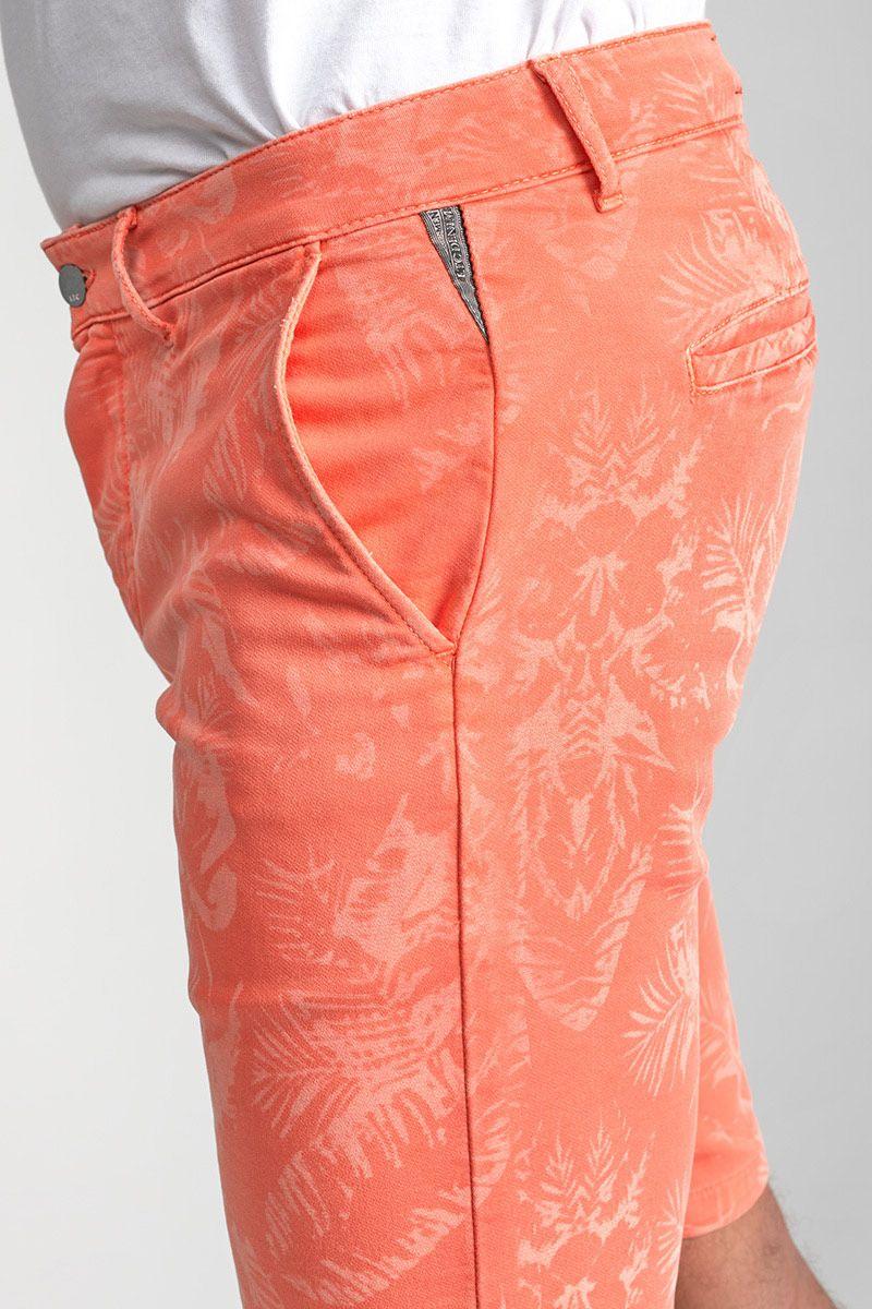 Le Temps Des Cerises Bermuda Chino Jogg Swoop Saumon à Motif