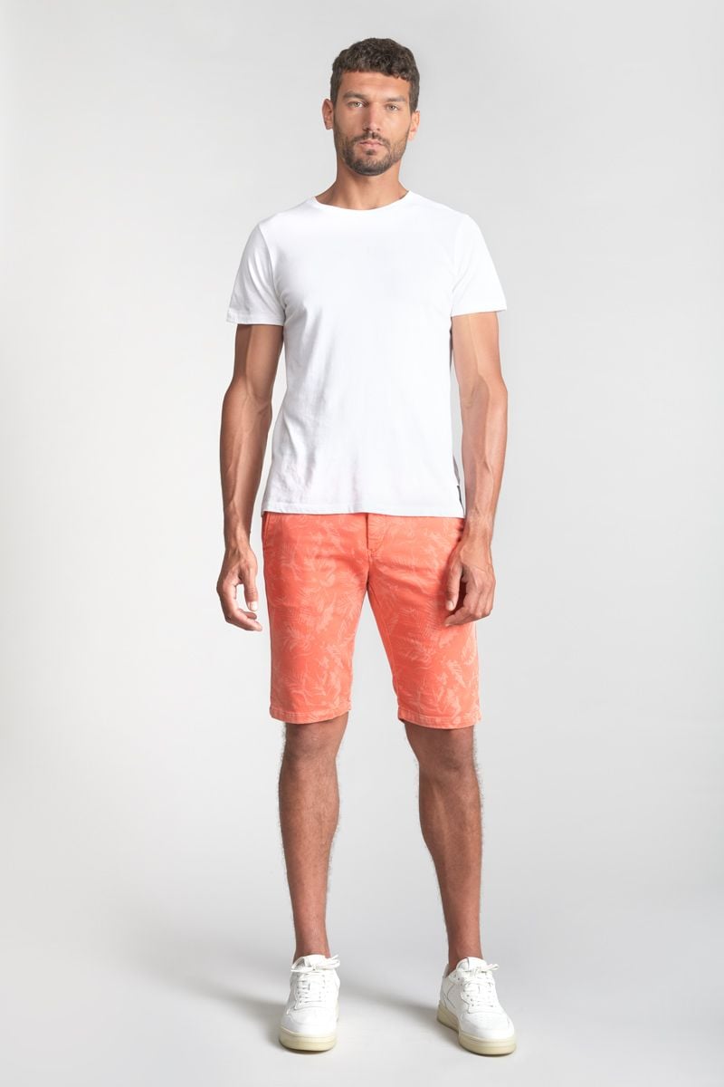 le temps des cerises Bermuda chino Jogg Swoop saumon à motif