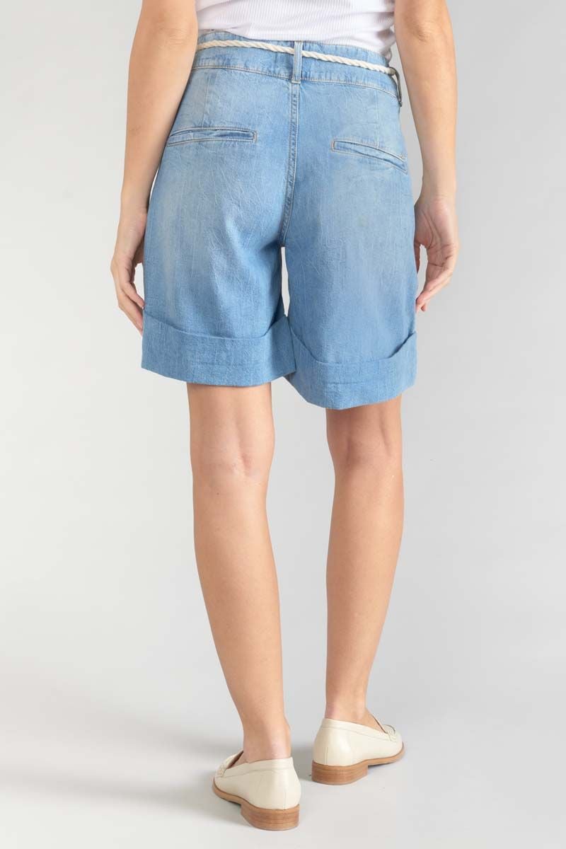 Le Temps Des Cerises Bermuda Hellia En Jeans Bleu Clair