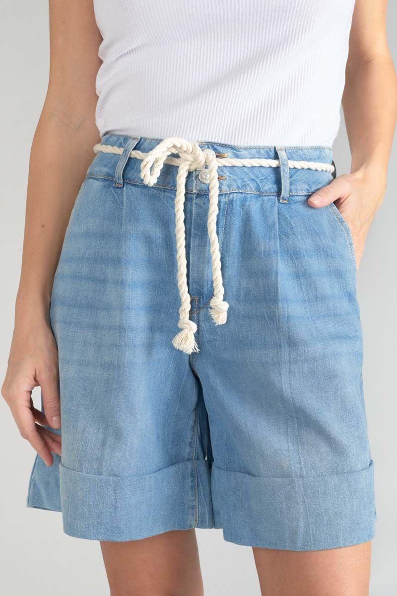 Le Temps Des Cerises Bermuda Hellia En Jeans Bleu Clair