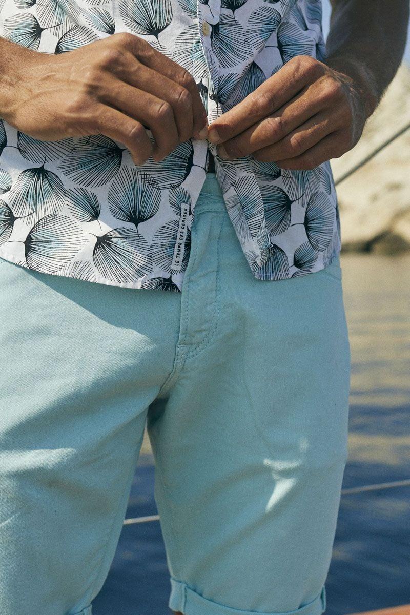 le temps des cerises Bermuda Jogg Bodo bleu turquoise