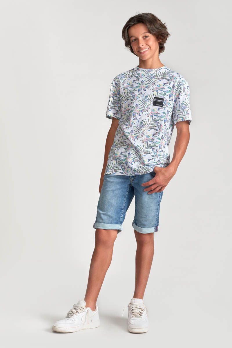 le temps des cerises Bermuda Jogg Loc bleu clair délavé