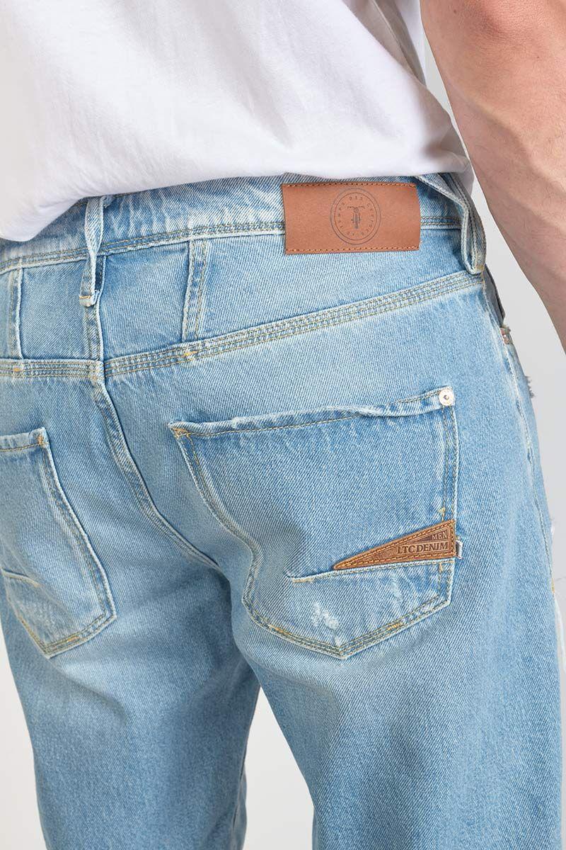 Le Temps Des Cerises Bermuda Laredo En Jeans Bleu Clair Délavé Destroy