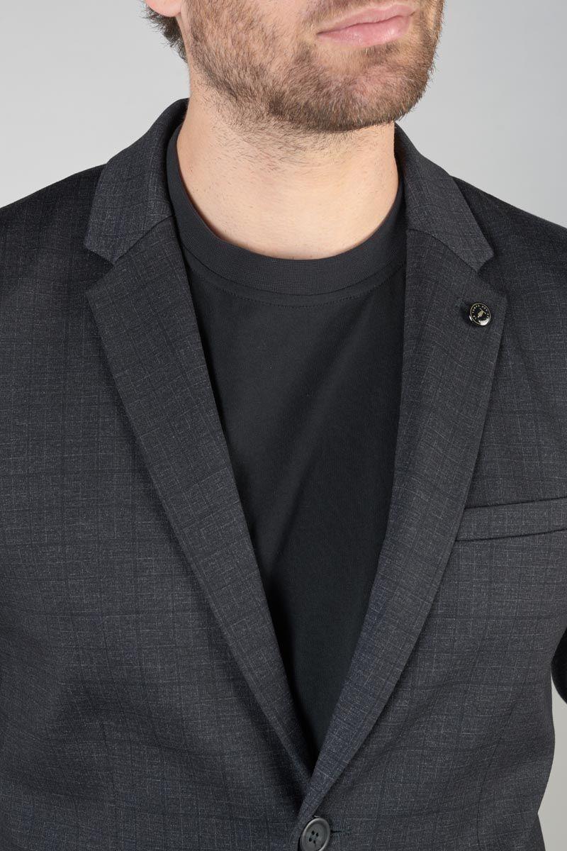 Le Temps Des Cerises Blazer Natice Gris Foncé à Carreaux