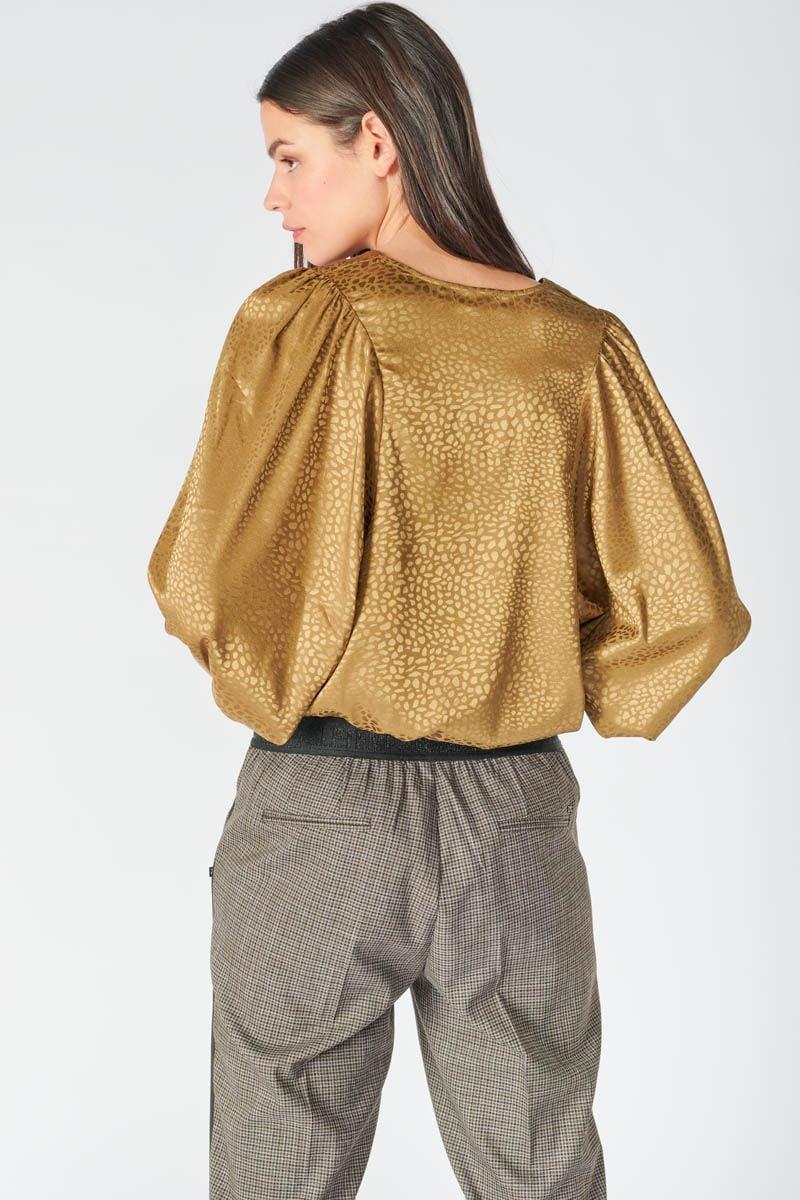 Le Temps Des Cerises Blouse Capria En Jacquard Doré